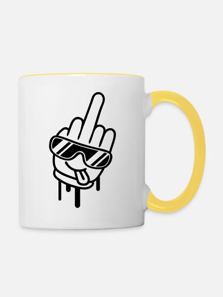 Cool Fuck Off Hand - Tasse zweifarbig - Weiß/Gelb