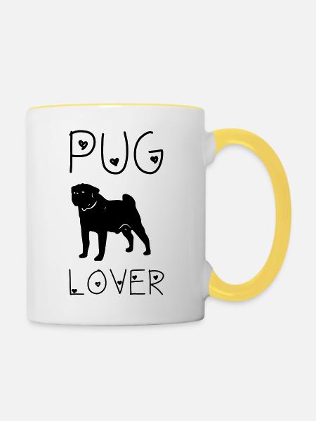 Pug Lover - Tasse zweifarbig - Weiß/Gelb