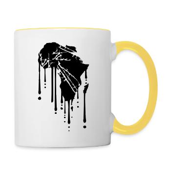 graffiti tropfen afrika erde kontinent planet land - Tasse zweifarbig - Weiß/Gelb - Rechts