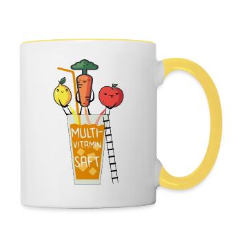 Multivitaminsaft - Tasse zweifarbig - Weiß/Gelb - Rechts