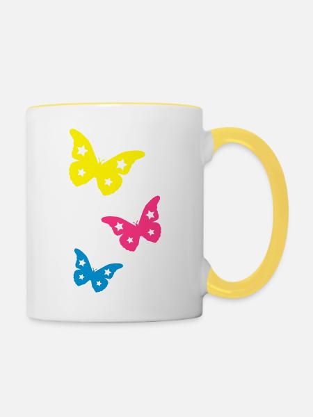 schmetterlinge - Tasse zweifarbig - Weiß/Gelb