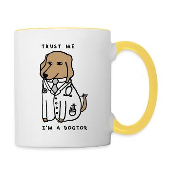 DOGTOR brown - Trust me I'm a Dogtor - Tasse zweifarbig - Weiß/Gelb - Rechts