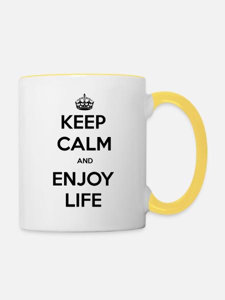 Keep calm - Tasse zweifarbig - Weiß/Gelb