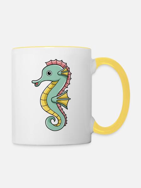 Seepferd - Tasse zweifarbig - Weiß/Gelb