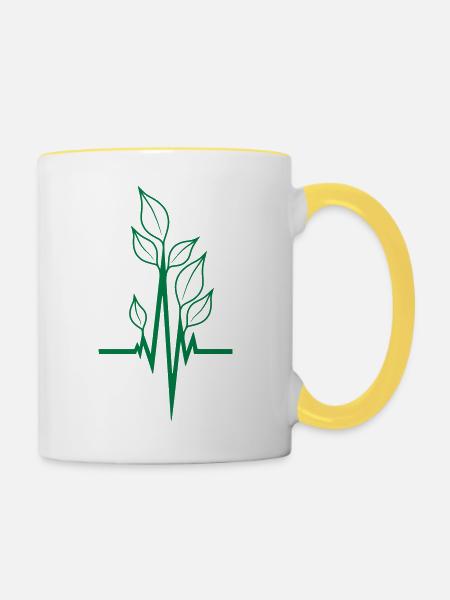 Oekologisch Vegan Puls - Tasse zweifarbig - Weiß/Gelb