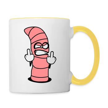 Böser Wurm Design - Tasse zweifarbig - Weiß/Gelb - Rechts