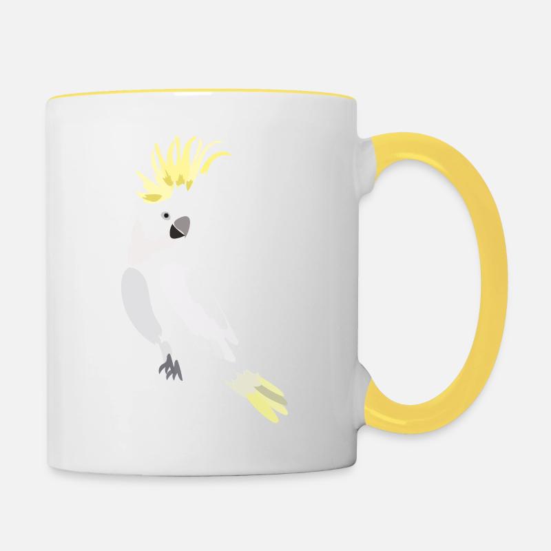 Parrot cockatoo white - Contrasting Mug - white/yellow