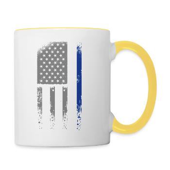 Police de police Commissaire - Mug contrasté - blanc/jaune - Droite