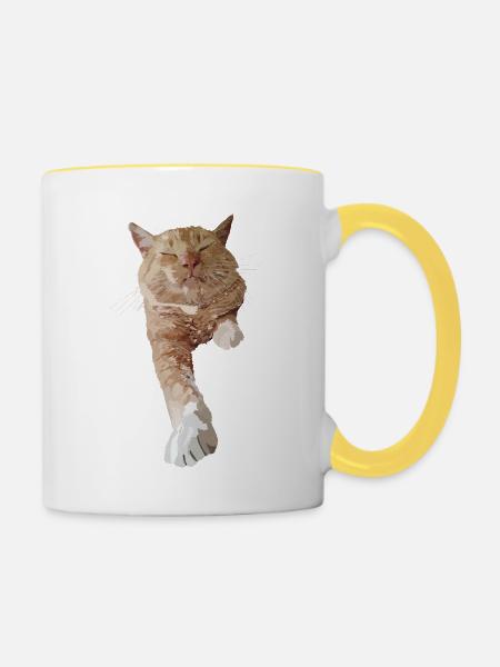 Roter Kater - Tasse zweifarbig - Weiß/Gelb
