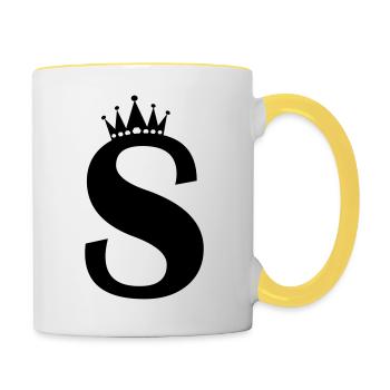 buchstabe S Krone - Tasse zweifarbig - Weiß/Gelb - Rechts