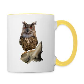 Eule - Tasse zweifarbig - Weiß/Gelb - Rechts