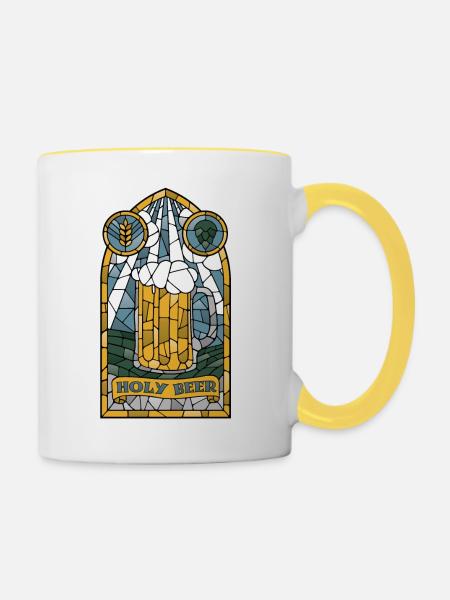 Heiliges Bier - Tasse zweifarbig - Weiß/Gelb
