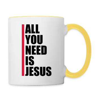 Strip Besoin de Jésus - Mug contrasté - blanc/jaune - Droite