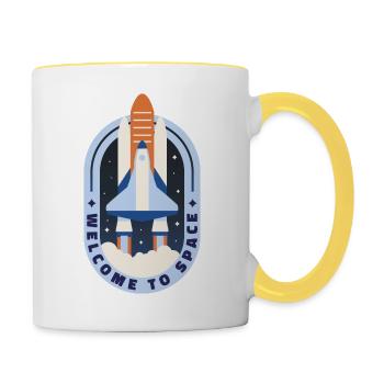 Willkommen im Weltraum Willkommen im Weltraum Gesc - Tasse zweifarbig - Weiß/Gelb - Rechts