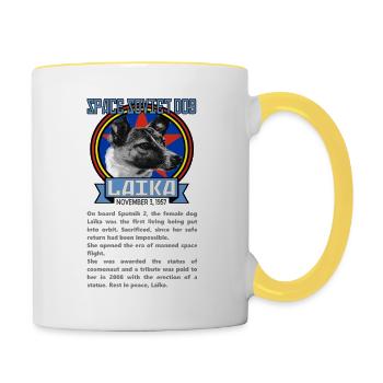 LAIKA SPACE SOVIET DOG © (design protégé) - Mug contrasté - blanc/jaune - Droite