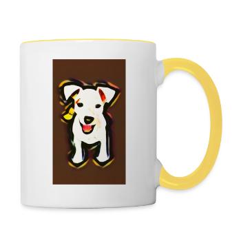 Jack terrier Chiot - Mug contrasté - blanc/jaune - Droite