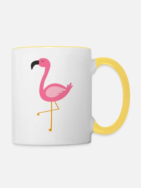 Simple Flamingo - Tasse zweifarbig - Weiß/Gelb