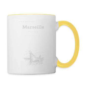Marseille Favorite City Memory Coordinates - Contrasting Mug - white/yellow - Right