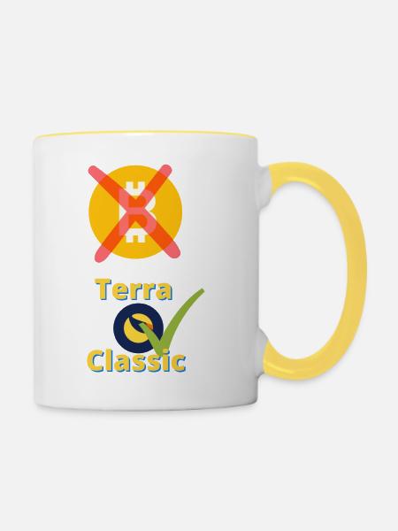 Bitcoin out - Tasse zweifarbig - Weiß/Gelb