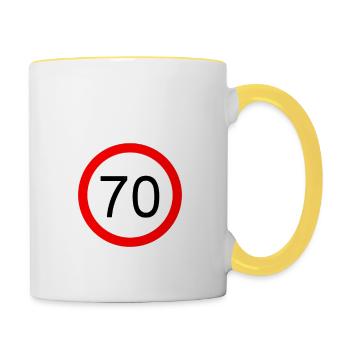 est i l 70 script white engl - Tasse zweifarbig - Weiß/Gelb - Rechts