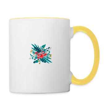 lettre S fleuris - Mug contrasté - blanc/jaune - Droite