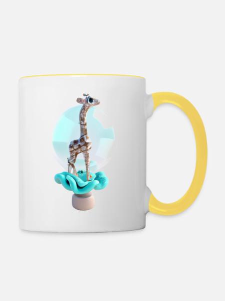 Design Giraffe - Contrasting Mug - white/yellow