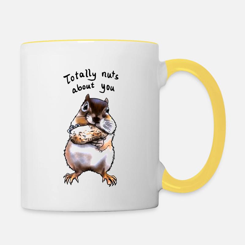 Ich bin total verrückt nach dir - Eichhörnchen - Tasse zweifarbig - Weiß/Gelb