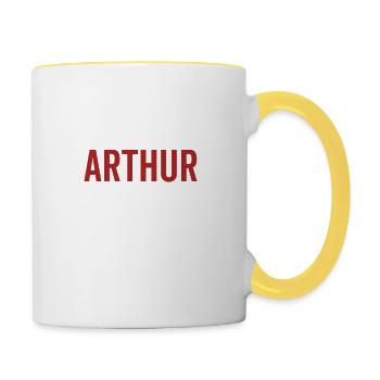 Pas d’Arthur Pas de vie - Mug contrasté - blanc/jaune - Droite