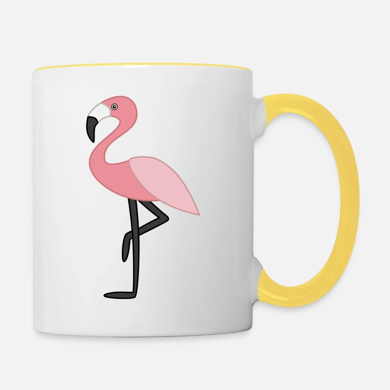 Flamant rose pink - Mug contrasté - blanc/jaune