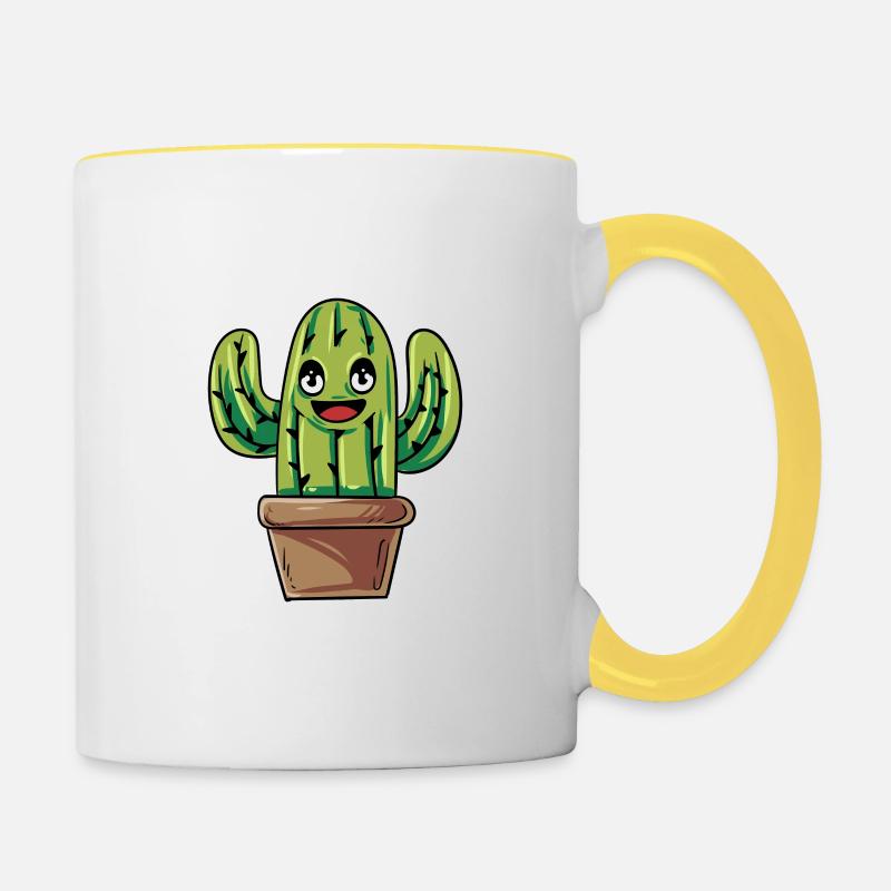 Funny Free Hugs Cactus Sarcastic Design - Contrasting Mug - white/yellow