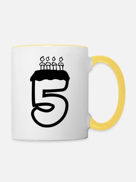 5 Birthday - Tasse zweifarbig - Weiß/Gelb