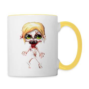 A Cute Cartoon Zombie #9 - Tasse zweifarbig - Weiß/Gelb - Rechts