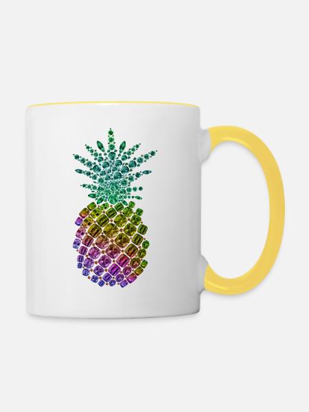 Edesletine Ananas - Tasse zweifarbig - Weiß/Gelb