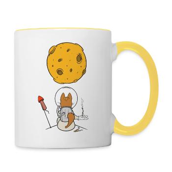 Missile lunaire - Mug contrasté - blanc/jaune - Droite
