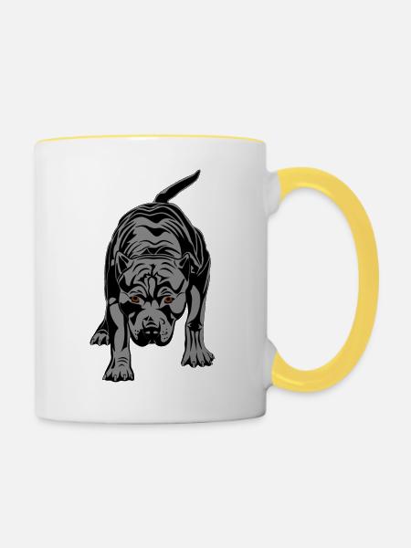 Pitbull - Tasse zweifarbig - Weiß/Gelb