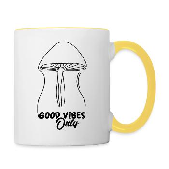 PILZ. NUR GUTE STIMMUNG - Tasse zweifarbig - Weiß/Gelb - Rechts