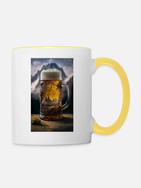 Mass Bier - Tasse zweifarbig - Weiß/Gelb