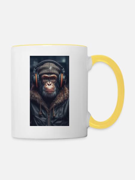 Music Monkey - Tasse zweifarbig - Weiß/Gelb
