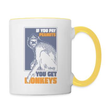 Singes pour cacahuètes - Mug contrasté - blanc/jaune - Droite