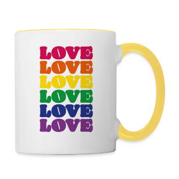 Love Love Love - Tasse zweifarbig - Weiß/Gelb - Rechts
