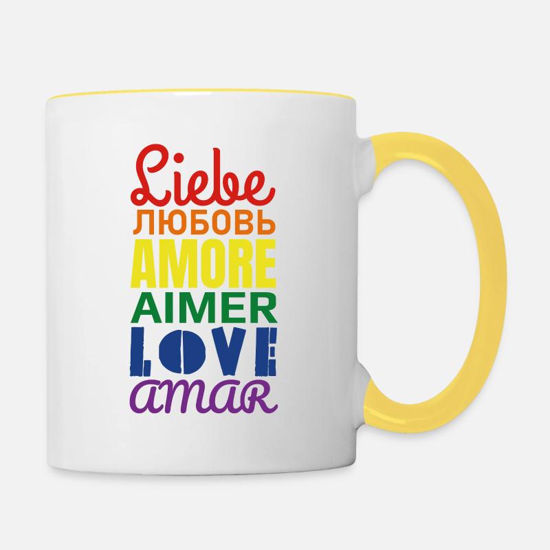 Amour - Mug contrasté - blanc/jaune