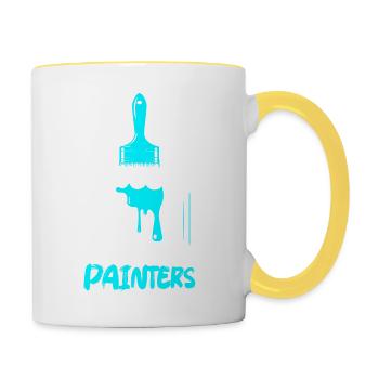 Soutenez votre métier de peintre local - Mug contrasté - blanc/jaune - Droite