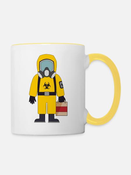 Biohazad Anzug mit Tasche - Tasse zweifarbig - Weiß/Gelb