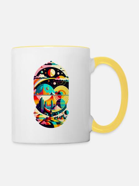 Cosmic Landscape 01 - Tasse zweifarbig - Weiß/Gelb
