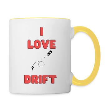 i love car drift - Tasse zweifarbig - Weiß/Gelb - Rechts