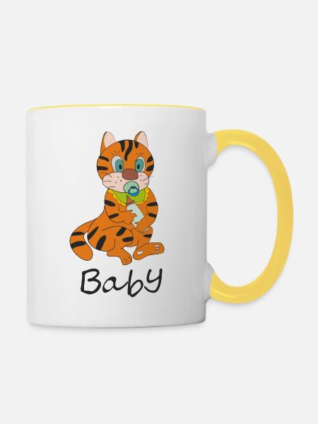Kätzchen - Tasse zweifarbig - Weiß/Gelb