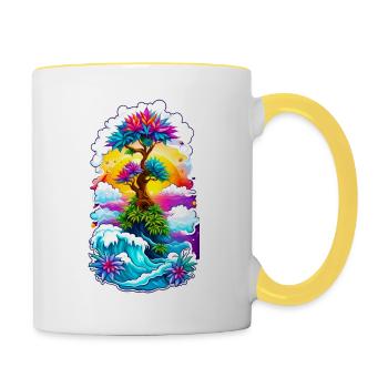 Hautes vagues 03 - Mug contrasté - blanc/jaune - Droite