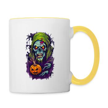 Halloween Horror Skull - Contrasting Mug - white/yellow - Right