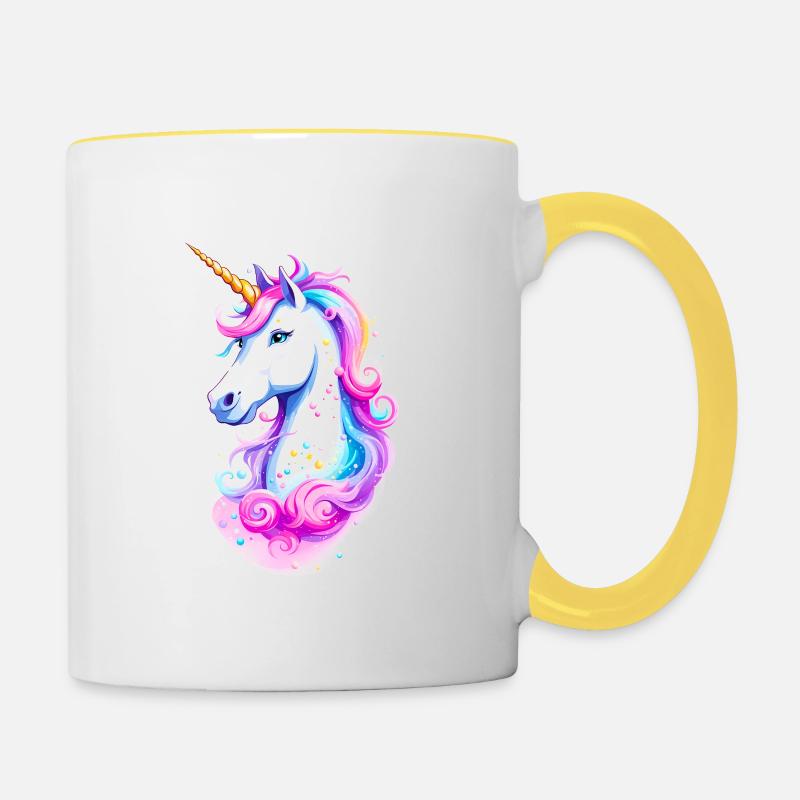 Regenbogen Einhorn 02 - Tasse zweifarbig - Weiß/Gelb