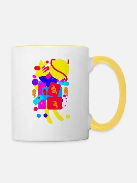 80s Design - Tasse zweifarbig - Weiß/Gelb